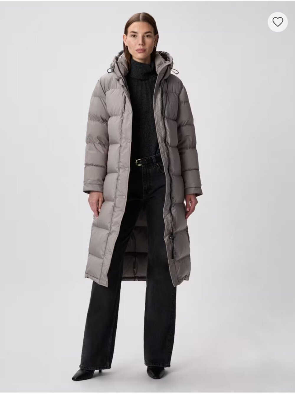 NWT Quince Responsible Down Long Puffer Jacket Women - Small - Morel Grey